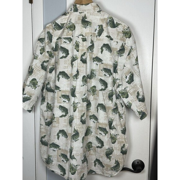 Columbia Short Sleeve Button Front Shirt Fish Print Size XL Cotton - Picture 2 of 6